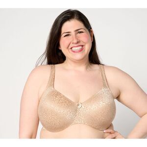 Breezies Women's Bra Sz 46DDD Wild Rose Lace Underwire Minimizer Brown A644610